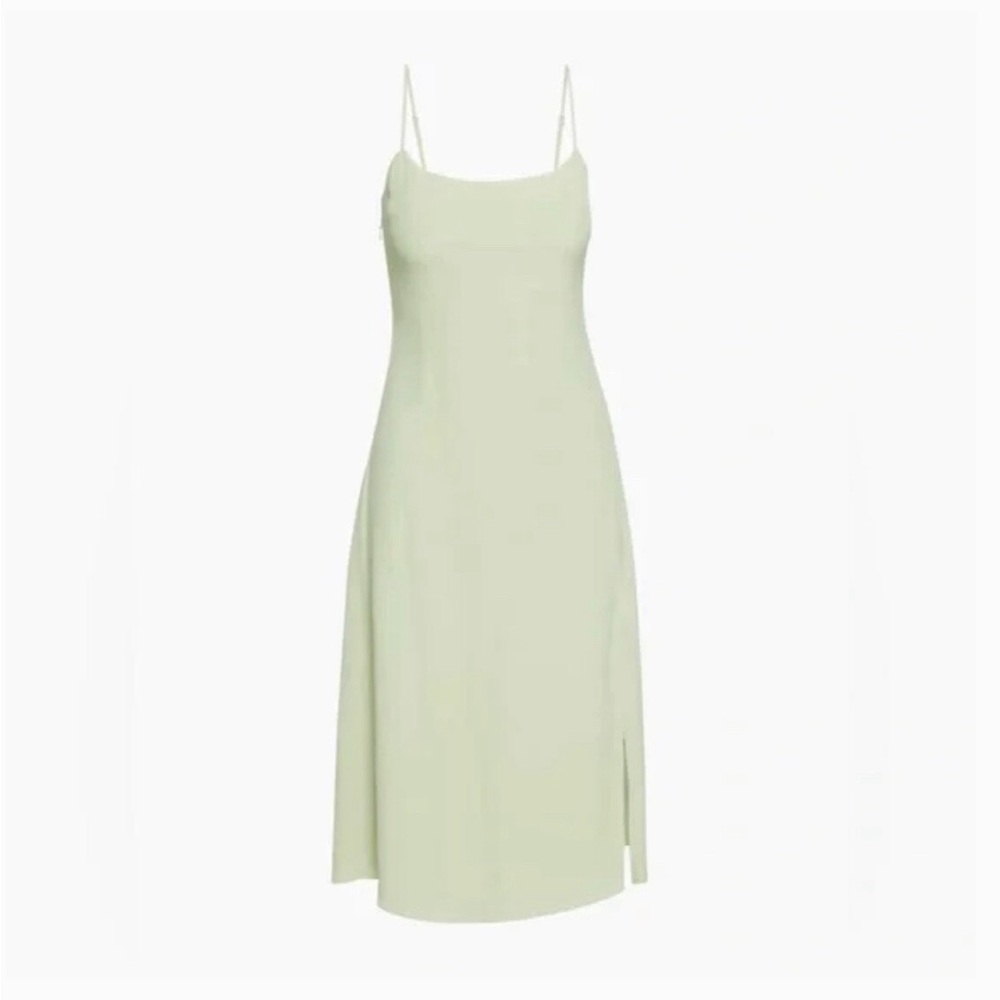 Aritzia Light Green Midi Dress with Spaghetti Straps